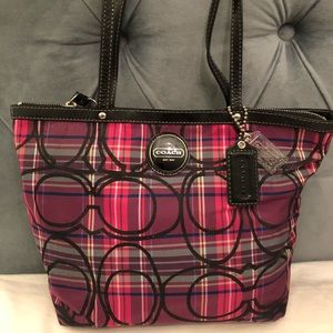 Coach handbag, plaid